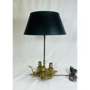Prestigious Chapman Brass Bouillotte Table Lamp Candelabra  Dual Light 1972